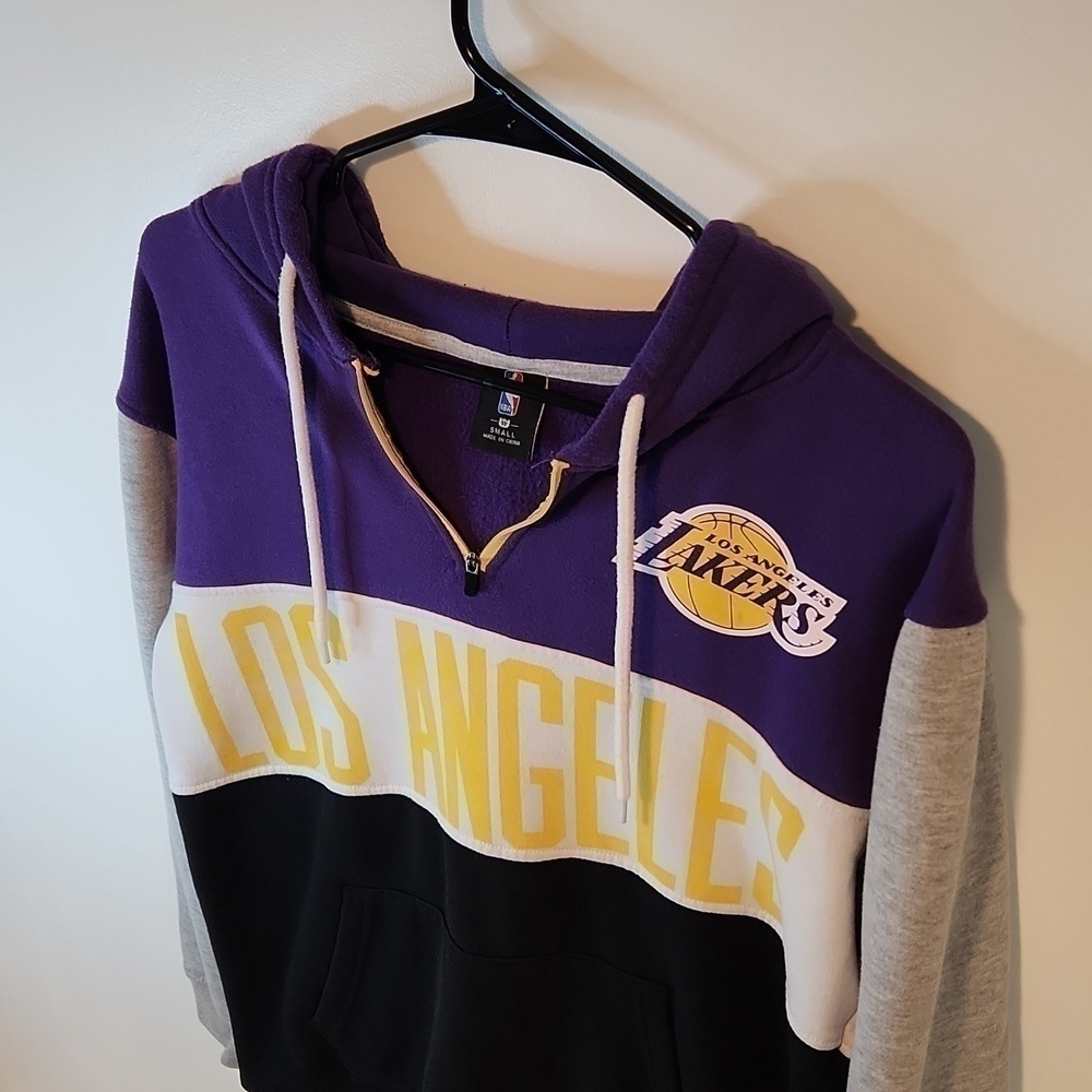 Official NBA Los Angeles Lakers Colorblock 1/4 Hoodie Pullover Men's Sz S NICE! - Picture 9 of 14